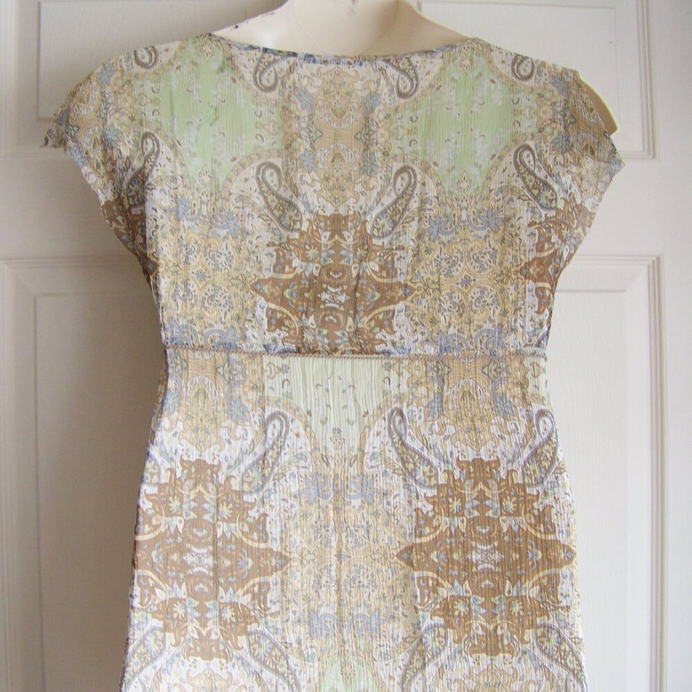 Elie Tahari Green Paisley Print Crinkled Silk Chi… - image 4